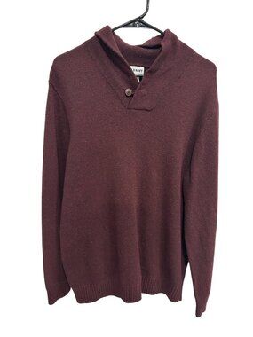 Old Navy Mens Burgundy Button Neck Shawl Collar Sweater Size Large Preppy Cozy